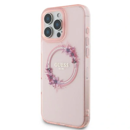 Kup Případ Guess GUHMP16LHFWFCP Apple iPhone 16 Pro tvrdý obal IML Květy Věnec MagSafe růžový - GUE3555 - {ean13} - Sklep Home Screen