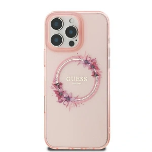 Buy Case Guess GUHMP16LHFWFCP Apple iPhone 16 Pro hardcase IML Flowers Wreath MagSafe pink - GUE3555 - {ean13} - Home Screen Store Europe