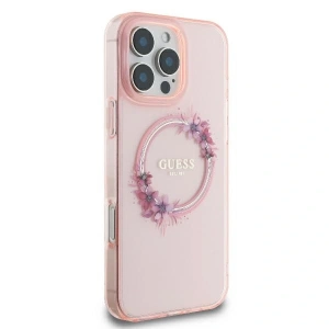 Buy Case Guess GUHMP16LHFWFCP Apple iPhone 16 Pro hardcase IML Flowers Wreath MagSafe pink - GUE3555 - {ean13} - Home Screen Store Europe