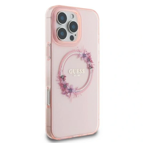 Kup Případ Guess GUHMP16LHFWFCP Apple iPhone 16 Pro tvrdý obal IML Květy Věnec MagSafe růžový - GUE3555 - {ean13} - Sklep Home Screen