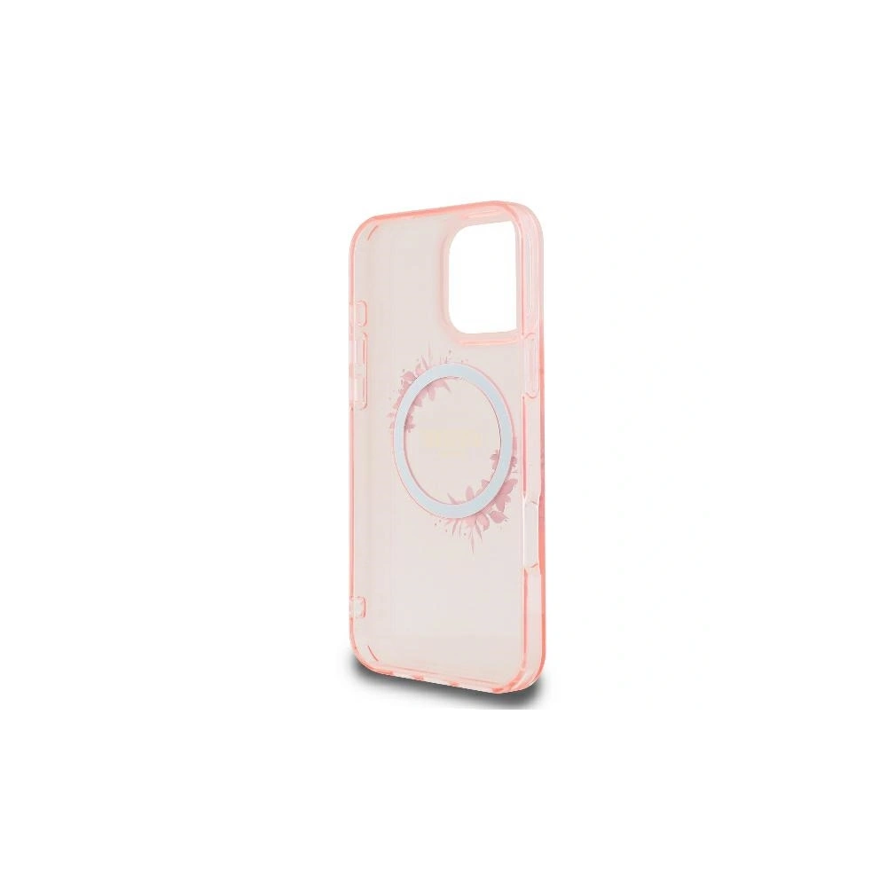 Etui Guess GUHMP16LHFWFCP Apple iPhone 16 Pro hardcase IML Flowers Wreath MagSafe różowy - iPhone 16 Pro - Guess