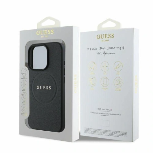 Buy Case Guess GUHMP16LPGHSMMK Apple iPhone 16 Pro hardcase Grained Ring MagSafe black - GUE3557 - {ean13} - Home Screen Store Europe
