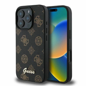Buy Case Guess GUHMP16LPGPYSK Apple iPhone 16 Pro hardcase Peony Script MagSafe black - GUE3558 - {ean13} - Home Screen Store Europe