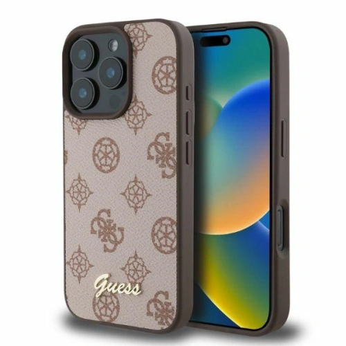 Buy Case Guess GUHMP16LPGPYSW Apple iPhone 16 Pro hardcase Peony Script MagSafe brown - GUE3559 - {ean13} - Home Screen Store Europe