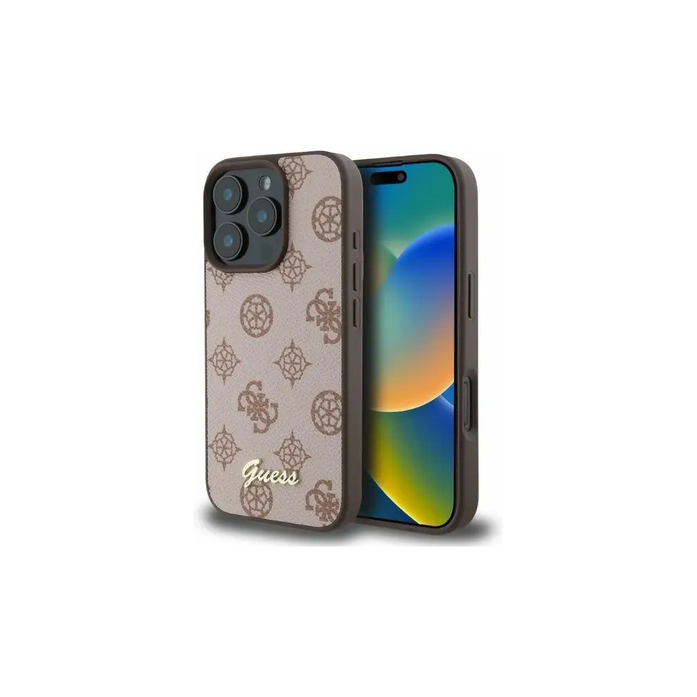 Guess GUHMP16LPGPYSW iPhone 16 Pro 6.3" brązowy/brown hardcase Peony Script MagSafe - !ZAIMPORTOWANE - Guess