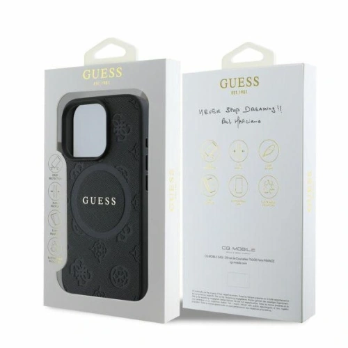 Kup Eset Guess GUHMP16LPSAPSMEK Apple iPhone 16 Pro kemény tok Saffiano Peony Classic Logo MagSafe fekete - GUE3562 - {ean13} - Sklep Home Screen