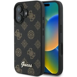 Buy Case Guess GUHMP16MPGPYSK Apple iPhone 16 Plus hardcase PU Peony Script MagSafe black - GUE3566 - {ean13} - Home Screen Store Europe