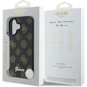 Buy Case Guess GUHMP16MPGPYSK Apple iPhone 16 Plus hardcase PU Peony Script MagSafe black - GUE3566 - {ean13} - Home Screen Store Europe