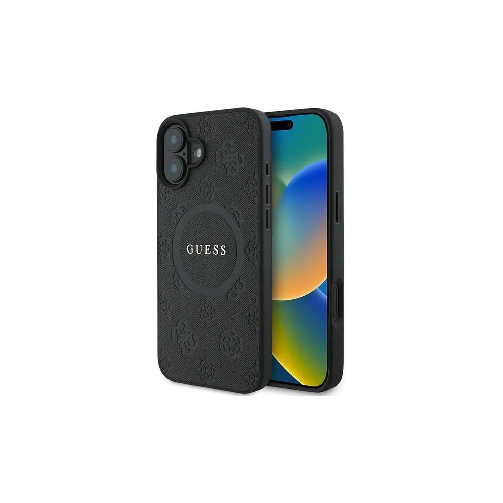 Etui Guess GUHMP16MPSAPSMEK Apple iPhone 16 Plus hardcase Saffiano Peony Classic Logo MagSafe czarny - iPhone 16 Plus - Guess