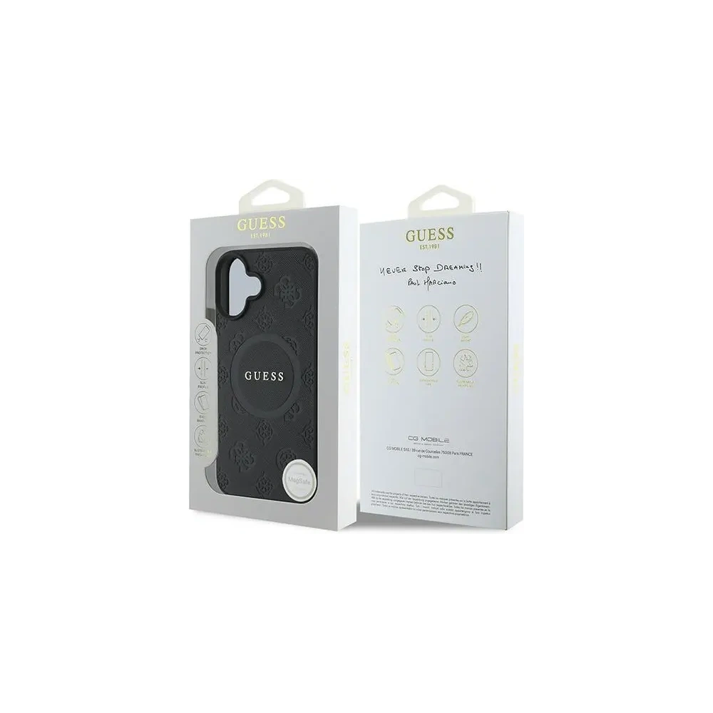 Etui Guess GUHMP16MPSAPSMEK Apple iPhone 16 Plus hardcase Saffiano Peony Classic Logo MagSafe czarny - iPhone 16 Plus - Guess