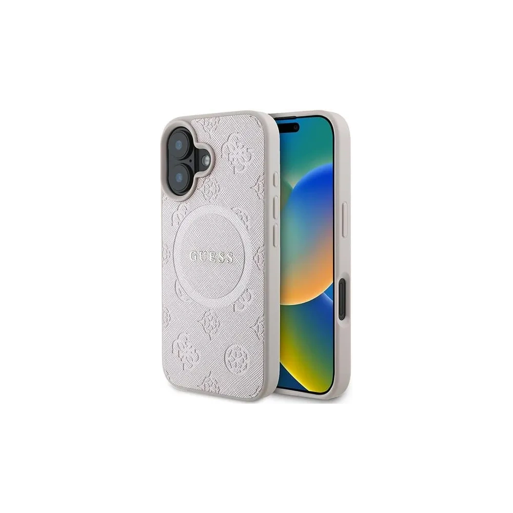 Etui Guess GUHMP16MPSAPSMEP Apple iPhone 16 Plus hardcase Saffiano Peony Classic Logo MagSafe różowy - iPhone 16 Plus - Guess