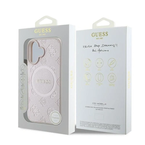Kup Caz Guess GUHMP16MPSAPSMEP Apple iPhone 16 Plus hardcase Saffiano Peony Classic Logo MagSafe roz - GUE3568 - {ean13} - Sklep Home Screen