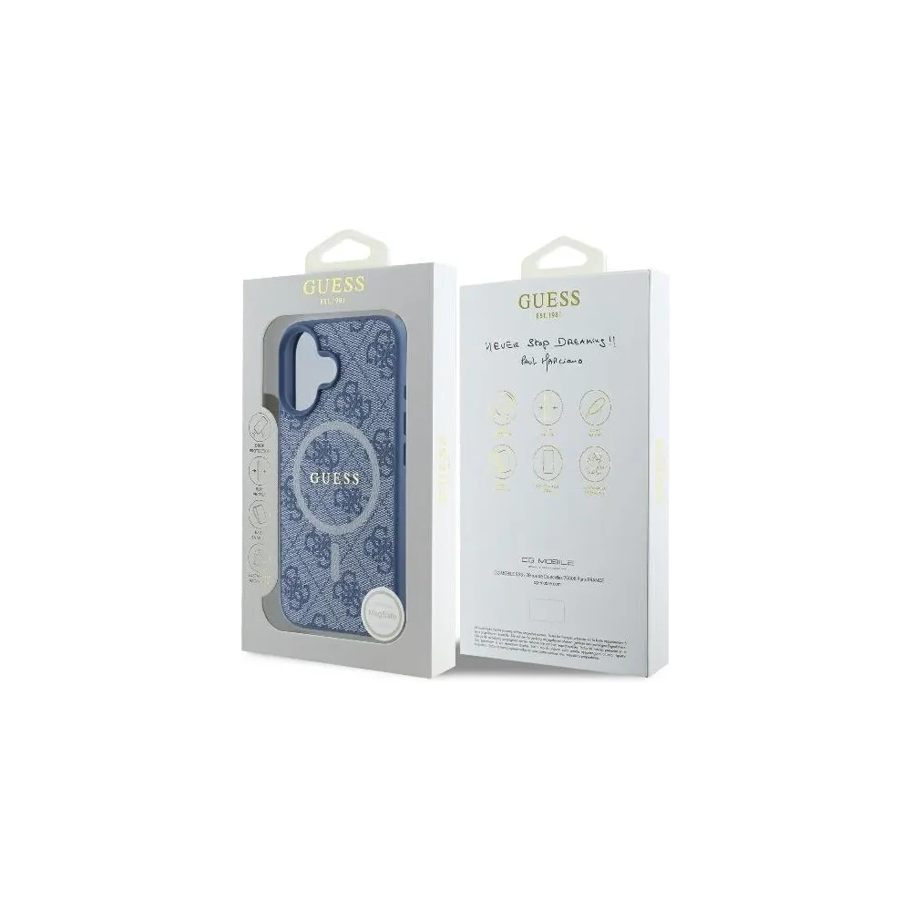 Etui Guess GUHMP16SG4GFRB Apple iPhone 16 hardcase 4G Ring Classic Logo MagSafe niebieski - iPhone 16 - Guess