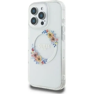Kup Etui Guess GUHMP16SHFWFCT Apple iPhone 16 hardcase IML Flowers Wreath MagSafe przeźroczysty - GUE3570 - {ean13} - Sklep Home Screen