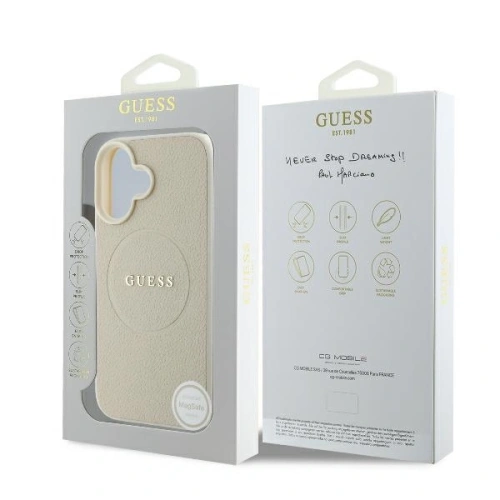 Kup Případ Guess GUHMP16SPGHSMME Apple iPhone 16 tvrdý obal Grained Ring MagSafe béžový - GUE3571 - {ean13} - Sklep Home Screen