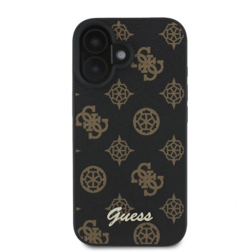 Buy Case Guess GUHMP16SPGPYSK Apple iPhone 16 hardcase Peony Script MagSafe black - GUE3572 - {ean13} - Home Screen Store Europe