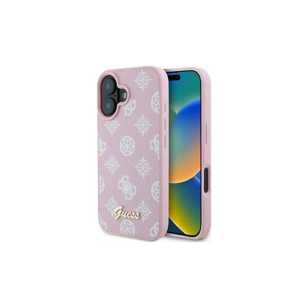 Etui Guess GUHMP16SPGPYSP Apple iPhone 16 hardcase Peony Script MagSafe różowy - iPhone 16 - Guess