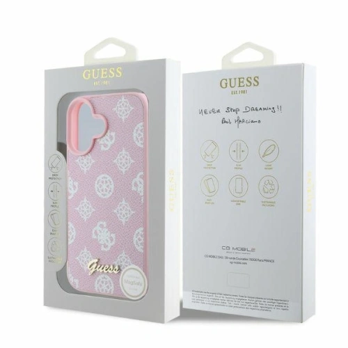 Buy Case Guess GUHMP16SPGPYSP Apple iPhone 16 hardcase Peony Script MagSafe pink - GUE3573 - {ean13} - Home Screen Store Europe