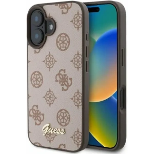 Buy Case Guess GUHMP16SPGPYSW Apple iPhone 16 hardcase Peony Script MagSafe brown - GUE3574 - {ean13} - Home Screen Store Europe