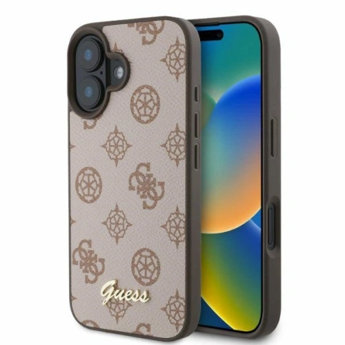 Buy Case Guess GUHMP16SPGPYSW Apple iPhone 16 hardcase Peony Script MagSafe brown - GUE3574 - {ean13} - Home Screen Store Europe