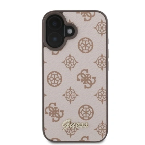 Buy Case Guess GUHMP16SPGPYSW Apple iPhone 16 hardcase Peony Script MagSafe brown - GUE3574 - {ean13} - Home Screen Store Europe