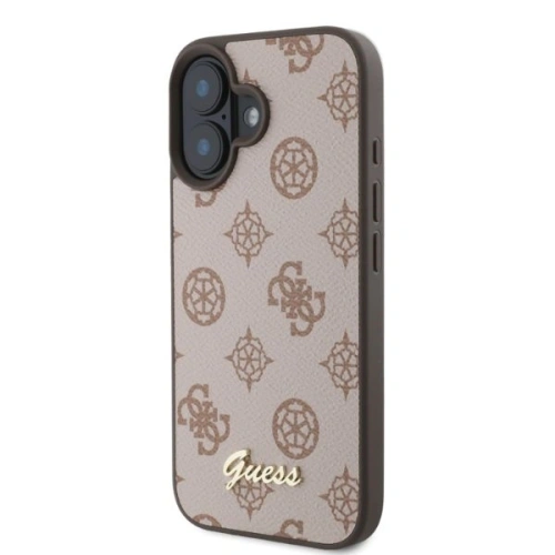 Buy Case Guess GUHMP16SPGPYSW Apple iPhone 16 hardcase Peony Script MagSafe brown - GUE3574 - {ean13} - Home Screen Store Europe