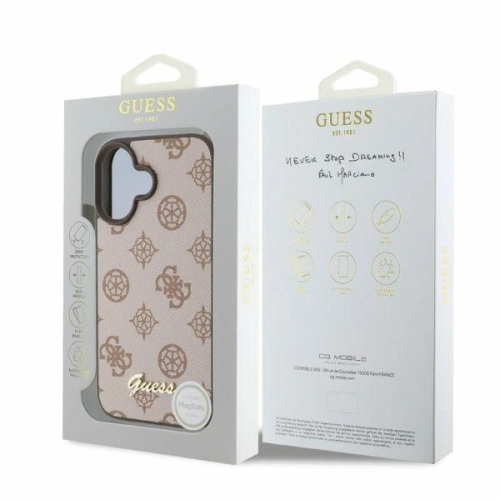 Buy Case Guess GUHMP16SPGPYSW Apple iPhone 16 hardcase Peony Script MagSafe brown - GUE3574 - {ean13} - Home Screen Store Europe