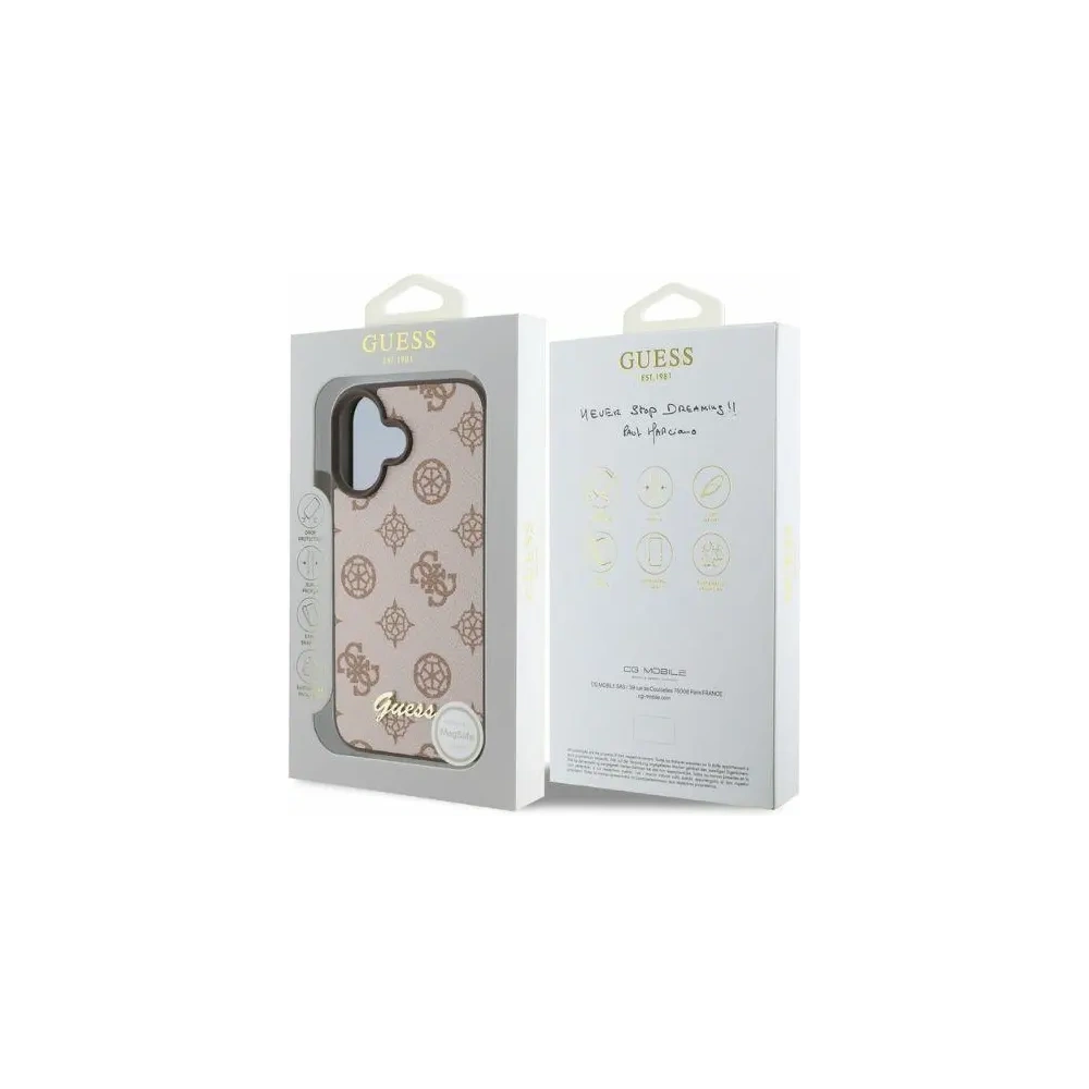 Etui Guess GUHMP16SPGPYSW Apple iPhone 16 hardcase Peony Script MagSafe brązowy - iPhone 16 - Guess