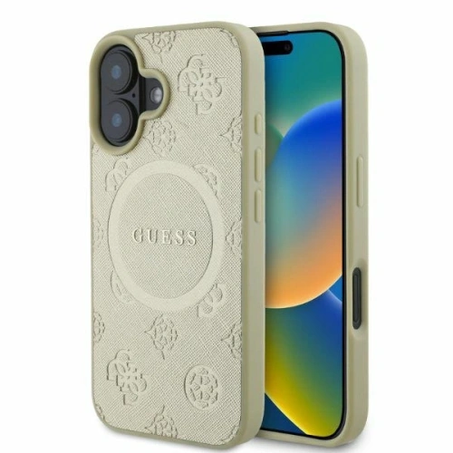 Buy Case Guess GUHMP16SPSAPSMED Apple iPhone 16 hardcase Saffiano Peony Classic Logo MagSafe gold - GUE3575 - {ean13} - Home Screen Store Europe