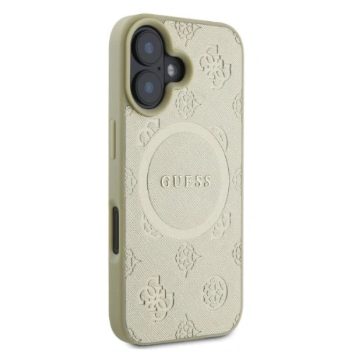 Buy Case Guess GUHMP16SPSAPSMED Apple iPhone 16 hardcase Saffiano Peony Classic Logo MagSafe gold - GUE3575 - {ean13} - Home Screen Store Europe