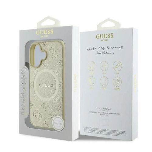 Kup Případ Guess GUHMP16SPSAPSMED Apple iPhone 16 hardcase Saffiano Peony Classic Logo MagSafe zlatý - GUE3575 - {ean13} - Sklep Home Screen