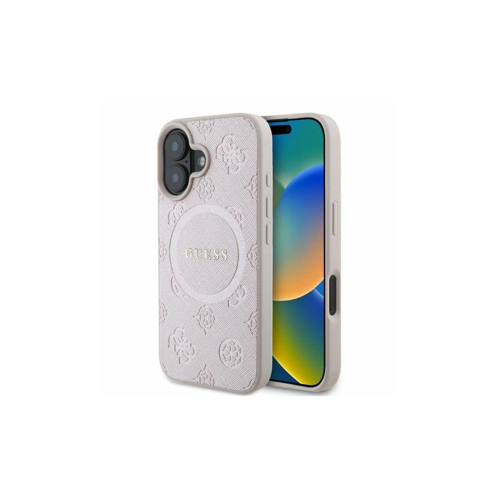 Etui Guess GUHMP16SPSAPSMEP Apple iPhone 16 hardcase Saffiano Peony Classic Logo MagSafe różowy - iPhone 16 - Guess