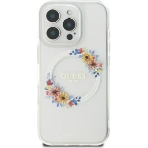 Kup Fall Guess GUHMP16XHFWFCT Apple iPhone 16 Pro Max Hardcase IML Blumenkranz MagSafe transparent - GUE3579 - {ean13} - Sklep Home Screen
