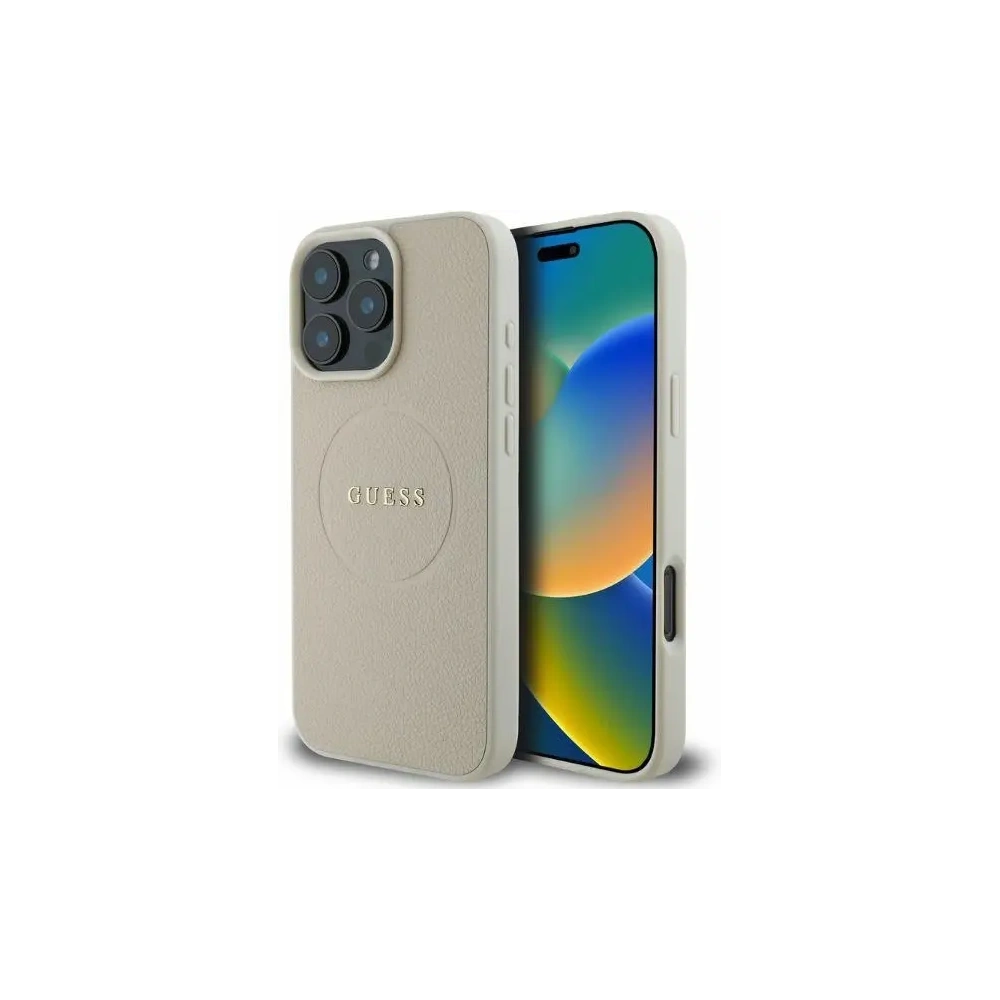 Guess GUHMP16XPGHSMME iPhone 16 Pro Max 6.9" beżowy/beige hardcase Grained Ring MagSafe - !ZAIMPORTOWANE - Guess