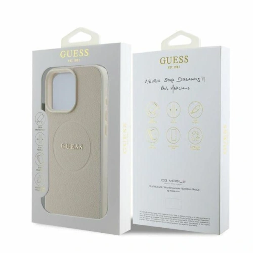 Kup Fall Guess GUHMP16XPGHSMME Apple iPhone 16 Pro Max Hardcase Grained Ring MagSafe beige - GUE3580 - {ean13} - Sklep Home Screen