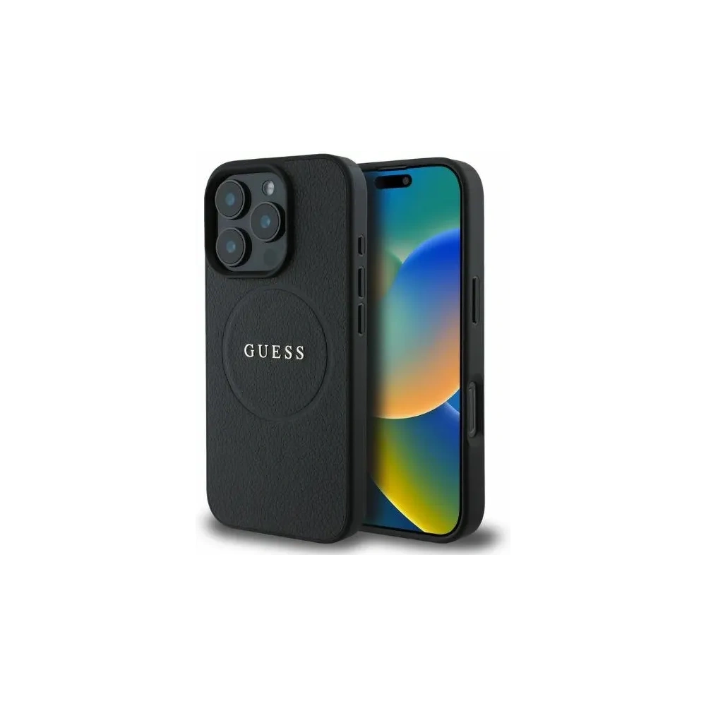 Etui Guess GUHMP16XPGHSMMK Apple iPhone 16 Pro Max hardcase Grained Ring MagSafe czarny - iPhone 16 Pro Max - Guess