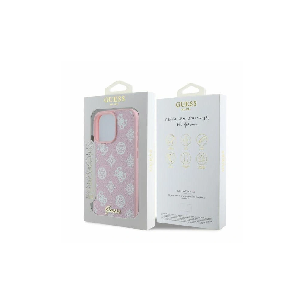 Etui Guess GUHMP16XPGPYSP Apple iPhone 16 Pro Max hardcase Peony Script MagSafe różowy - iPhone 16 Pro Max - Guess