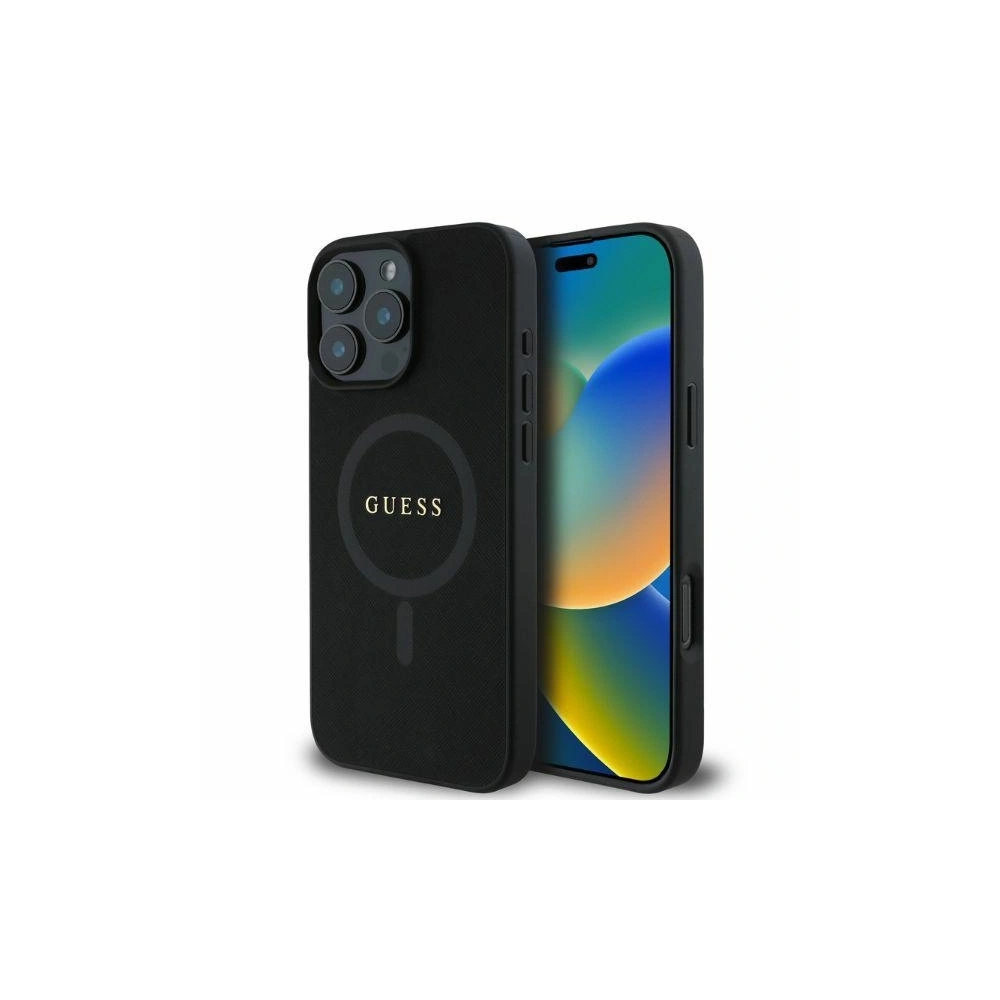 Etui Guess GUHMP16XPSAHMCK Apple iPhone 16 Pro Max hardcase Saffiano Classic Logo MagSafe czarny - iPhone 16 Pro Max - Guess