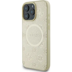 Buy Case Guess GUHMP16XPSAPSMED Apple iPhone 16 Pro Max hardcase Saffiano Peony Classic Logo MagSafe gold - GUE3587 - {ean13} - Home Screen Store Europe