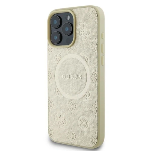 Kup Fall Guess GUHMP16XPSAPSMED Apple iPhone 16 Pro Max Hartschale Saffiano Peony Klassisches Logo MagSafe Gold - GUE3587 - {ean13} - Sklep Home Screen
