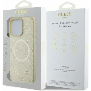 Buy Case Guess GUHMP16XPSAPSMED Apple iPhone 16 Pro Max hardcase Saffiano Peony Classic Logo MagSafe gold - GUE3587 - {ean13} - Home Screen Store Europe