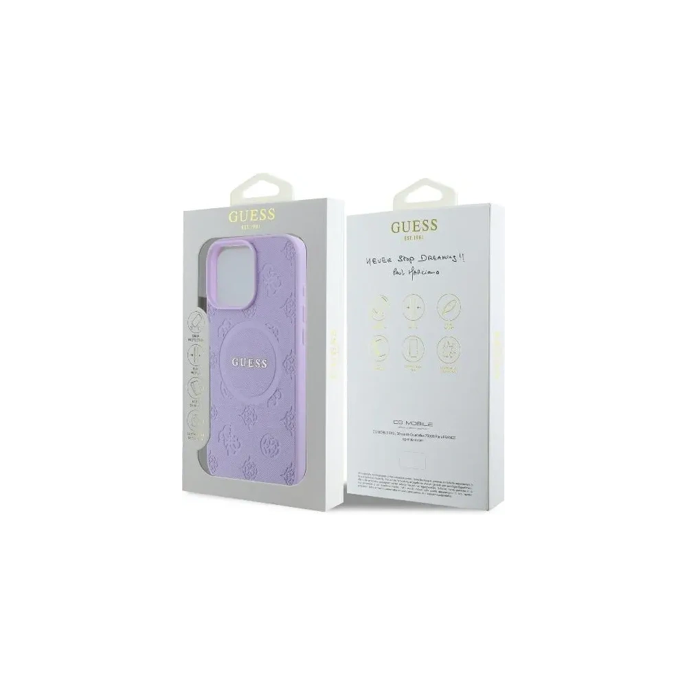 Etui Guess GUHMP16XPSAPSMEU Apple iPhone 16 Pro Max hardcase Saffiano Peony Classic Logo MagSafe purpurowy - iPhone 16 Pro Max - Guess