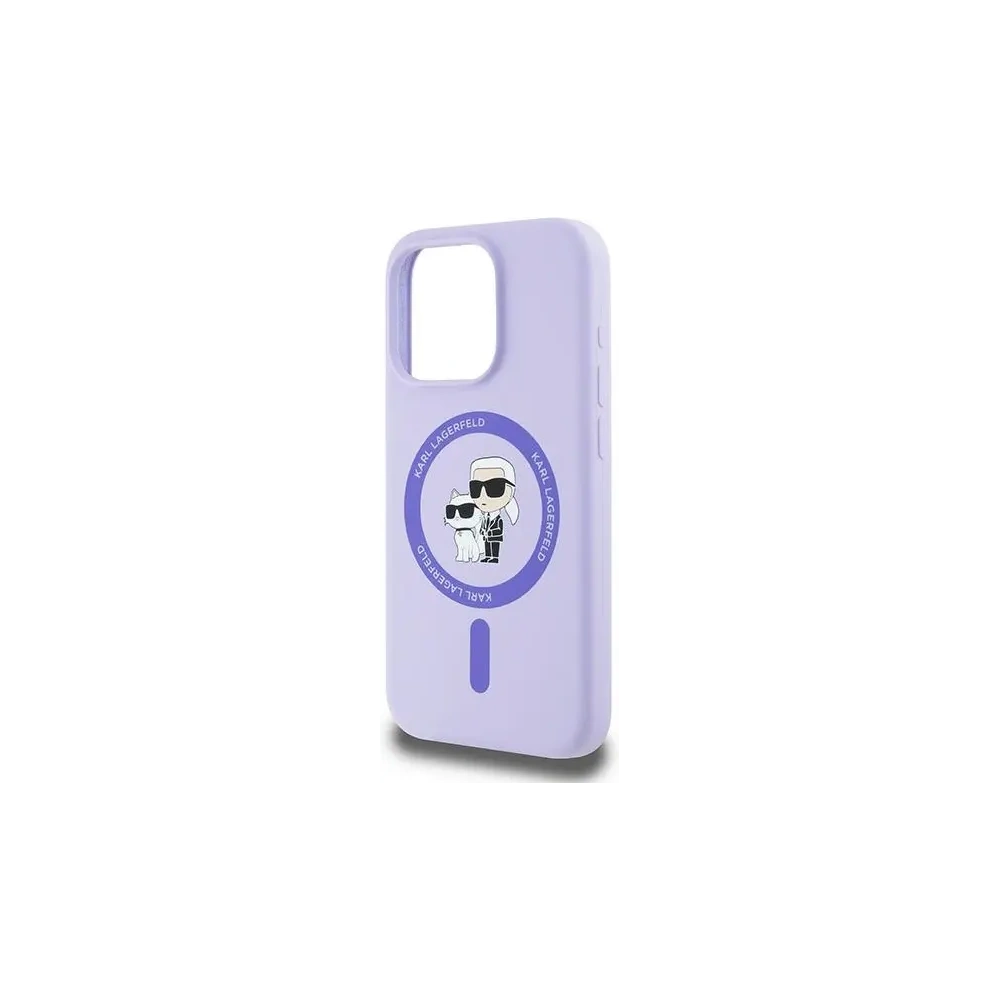 Etui Karl Lagerfeld KLHMP15LSCMKCRHU Apple iPhone 15 Pro hardcase Silicone Karl&Choupette Heads Ring MagSafe fioletowy - iPhone 15 Pro - Karl Lagerfeld