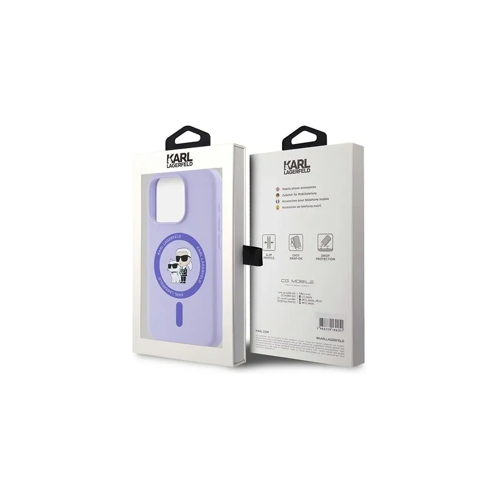 Etui Karl Lagerfeld KLHMP15LSCMKCRHU Apple iPhone 15 Pro hardcase Silicone Karl&Choupette Heads Ring MagSafe fioletowy - iPhone 15 Pro - Karl Lagerfeld