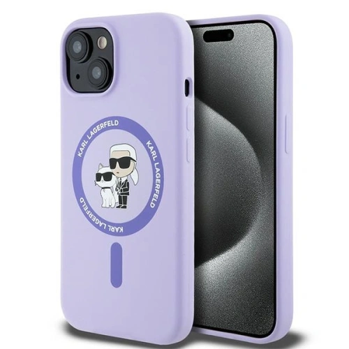 Kup Etui Karl Lagerfeld KLHMP15SSCMKCRHU Apple iPhone 15 hardcase Silicone Karl&Choupette Heads Ring MagSafe fioletowy - KLD2146 - {ean13} - Sklep Home Screen