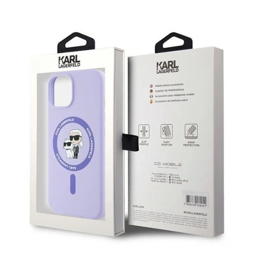 Kup Etui Karl Lagerfeld KLHMP15SSCMKCRHU Apple iPhone 15 hardcase Silicone Karl&Choupette Heads Ring MagSafe fioletowy - KLD2146 - {ean13} - Sklep Home Screen
