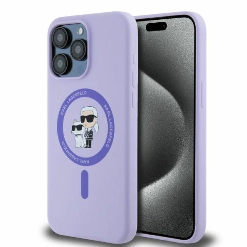 Kup Etui Karl Lagerfeld KLHMP15XSCMKCRHU Apple iPhone 15 Pro Max hardcase Silicone Karl&Choupette Heads Ring MagSafe fioletowy - KLD2147 - {ean13} - Sklep Home Screen