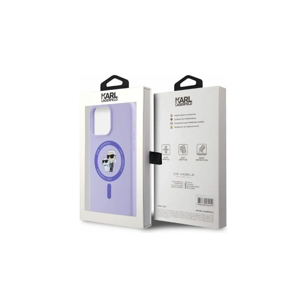 Etui Karl Lagerfeld KLHMP15XSCMKCRHU Apple iPhone 15 Pro Max hardcase Silicone Karl&Choupette Heads Ring MagSafe fioletowy - iPhone 15 Pro Max - Karl Lagerfeld