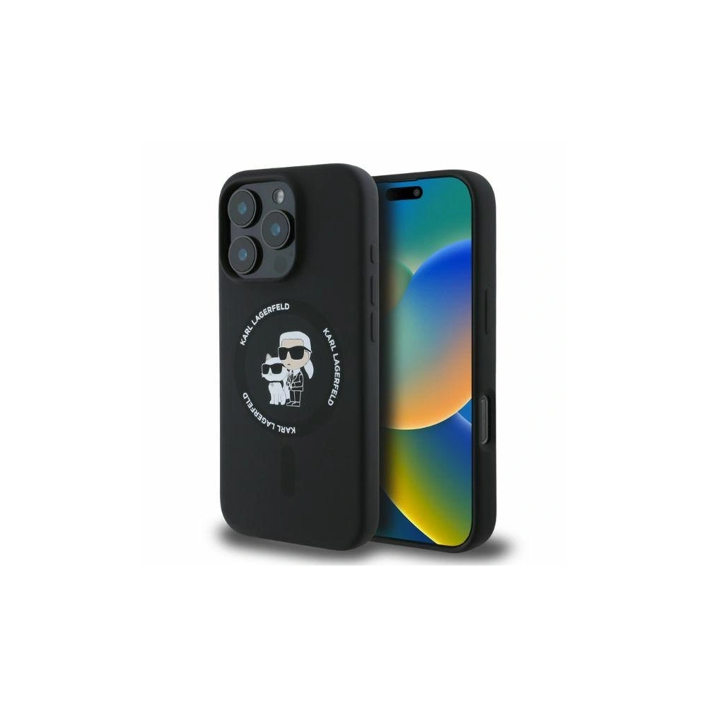 Etui Karl Lagerfeld KLHMP16LSCMKCRHK Apple iPhone 16 Pro hardcase Silicone Karl&Choupette Heads Ring MagSafe czarny - iPhone 16 Pro - Karl Lagerfeld