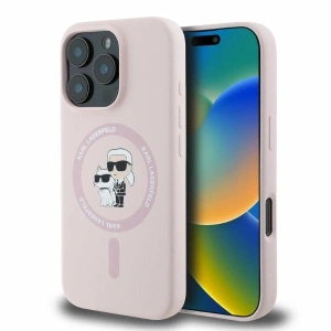 Buy Case Karl Lagerfeld KLHMP16LSCMKCRHP Apple iPhone 16 Pro hardcase Silicone Karl&Choupette Heads Ring MagSafe pink - KLD2151 - {ean13} - Home Screen Store Europe